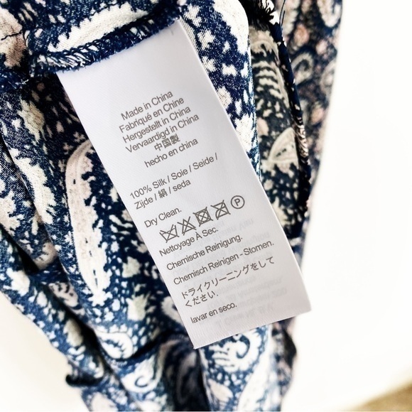 J. Crew 2 Ruffle Silk Slip Dress in Midnight Paisley Navy Ruffle Flounce Neck - Picture 11 of 12